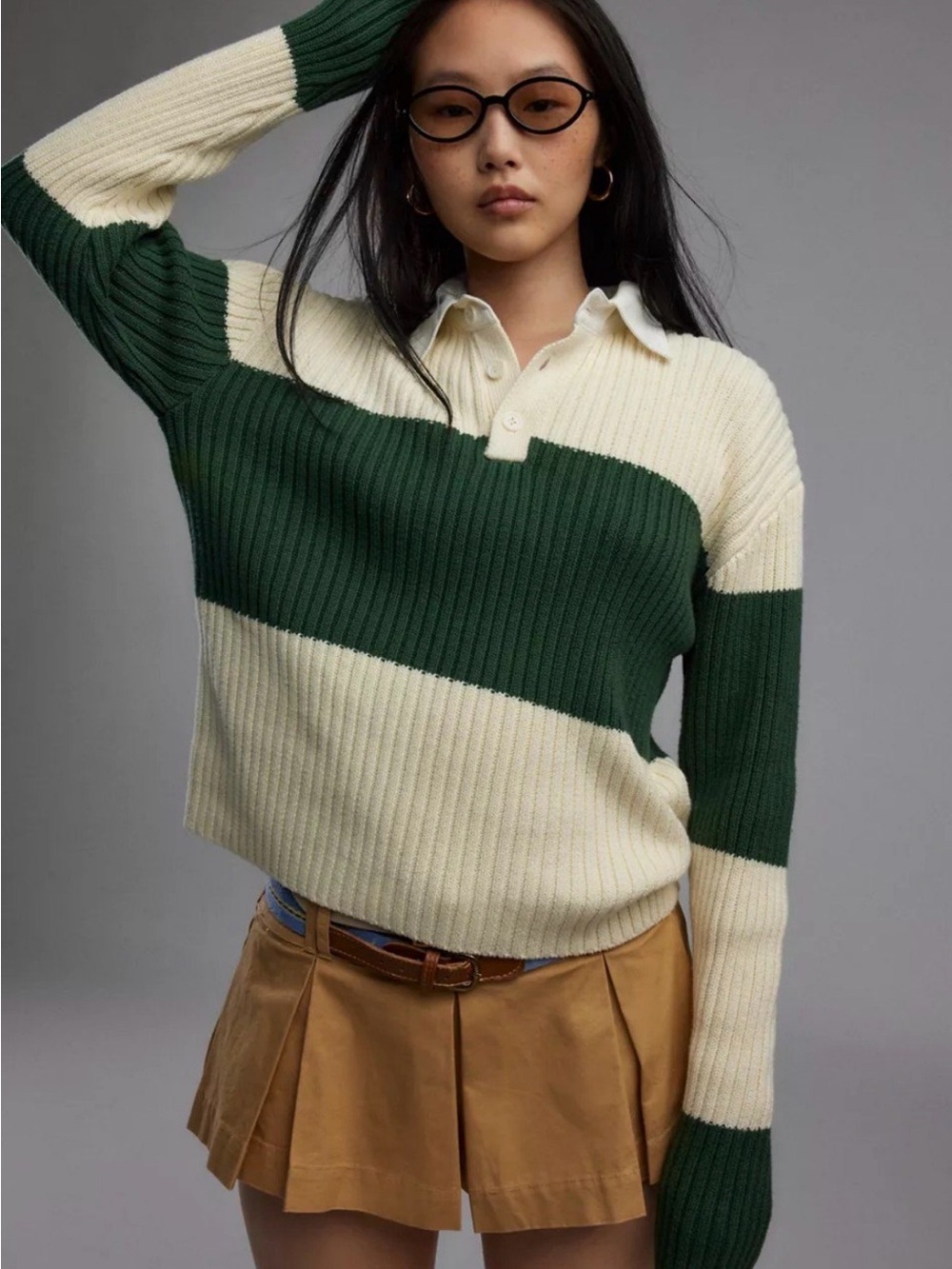 Urban Outfitters Lioness Prince Rugby Shirt Sweater Moss Stripe Small